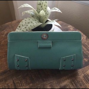 ❌ SOLD ❌ Cole Haan: Studded Teal Leather Clutch